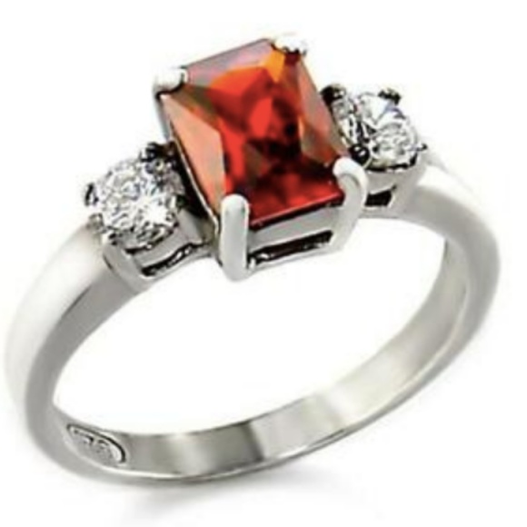 Sterling Silver Garnet Cocktail Ring 6 7 9 10 Red Cubic Zirconia 925 CZ NWT - Picture 1 of 8